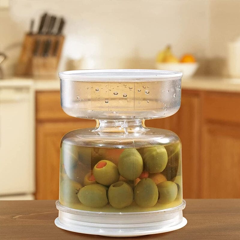 Pickle and Olives Jar Container with Strainer