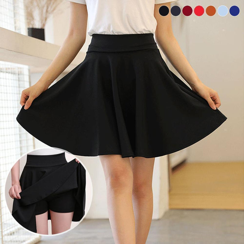 A-line Elastic Waist Pleated Shorts Skirts